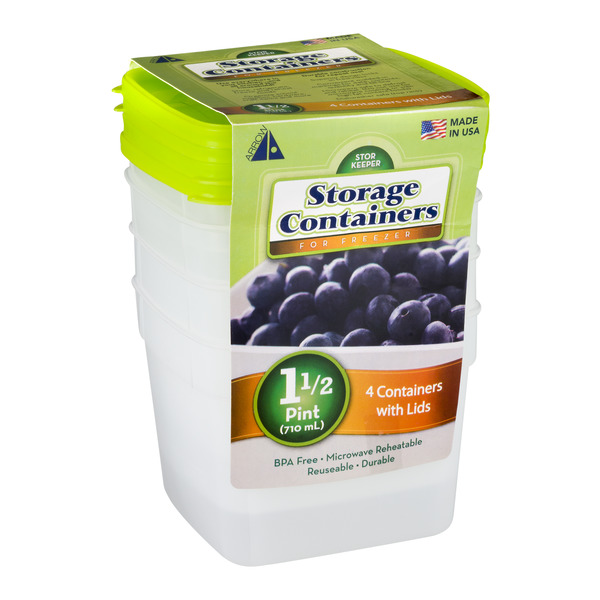 Arrow Storage Containers for Freezer (1.5 Pint) - 4 CT