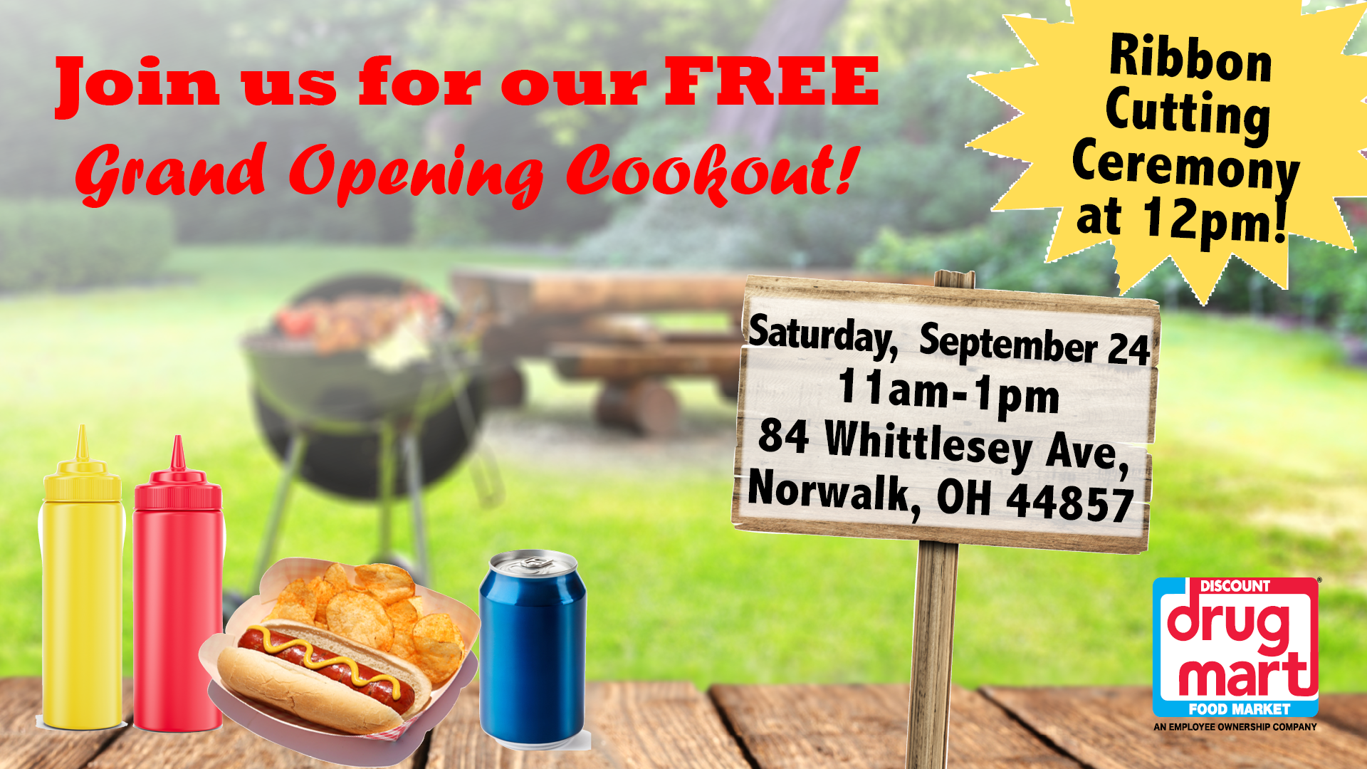 Norwalk Grand Opening Cookout & Ceremony! @ Discount Drug Mart #37 | Norwalk | Ohio | United States
