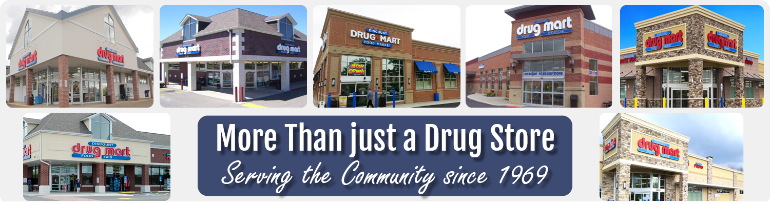 Various Discount Drug Mart store photos in different cities 