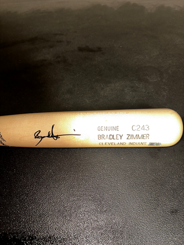 Cleveland Guardians Bradley Zimmer Autographed Bat