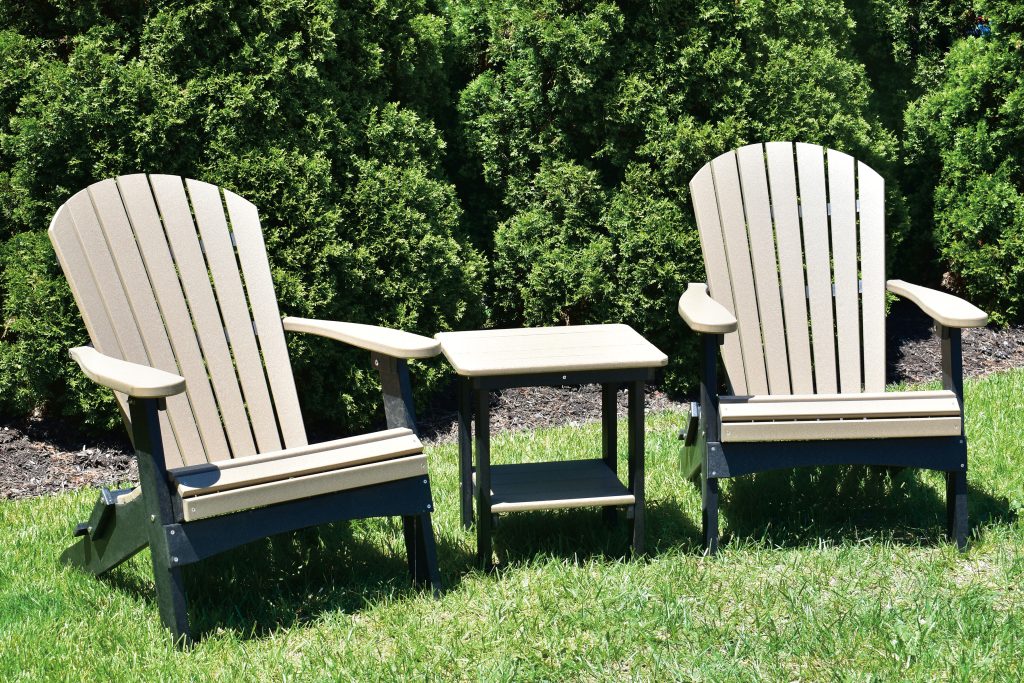 Combo Set: 2 Folding Adirondack Chairs & 1 Low Table with Shelf